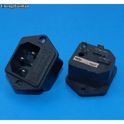 ChengHaoRan 3 Pins IEC320 C14 Inlet Power Socket AC 250V 10A w Fuse Holder Power Jack