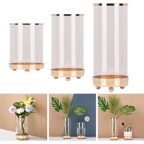 Cylinder Glass Flower Vase Desktop Terrarium Container Home Centerpieces