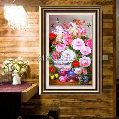 Flowers,Full Round,Diamond Embroidery,Vases Peony,5D DIY Diamond Painting,Cross Stitch,Diamond Mosaic,Needlework,Christmas,Gift