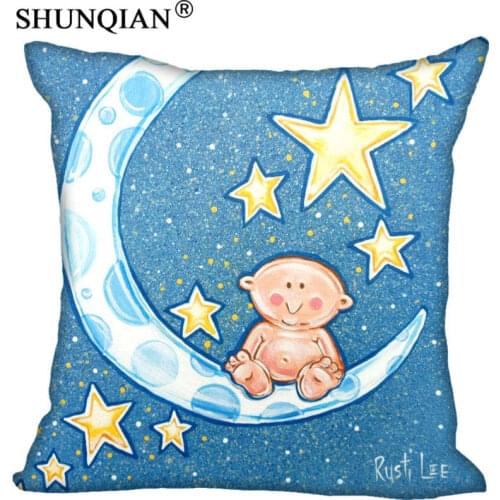 Moon Art Pillowcase Square Zippered Home Decorative Pillow Cover Wedding Custom Gift For Two Sides Printed