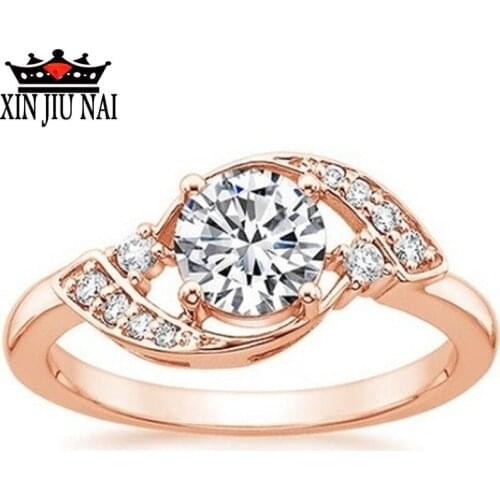 Elegant Rose Gold Romantic Retro Princess Ring with High Quality AAA Zircon Lady Ring Party Charming Jewelry Gift womens rings