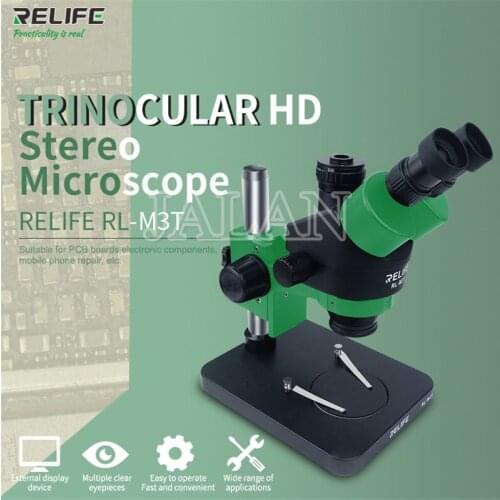 RL-M3T Trinocular Microscope For Mobile Phone PCB Electronic Device Repair RELIFE 0.7-4.5X Continuous Zoom Microscope