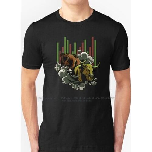 Bull Vs Bear , A Traders Match T Shirt 100% Pure Cotton Bitcoin Candle Sticks Bull Vs Bear Bull Bear Raging Bear Raging Bull