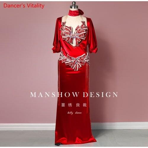 Belly Dance Costume Costumes New Robe Shiny Elastic Mercerized Forging Heavy Industry Suit Ballroom Dress Robe