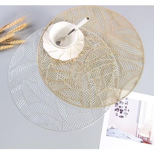 4 PCS Pvc Placemat, Heat Insulation Table Mat, Home Anti-scalding Creative Bronzing Light Luxury Style Western Food Tray Mat