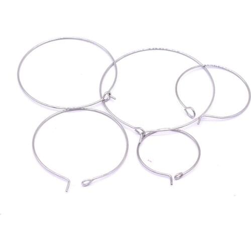 50pcs/lot 316L Stainless Steel 20 25 30 35 40mm Round Circle Wire Earring Hoope Findings Fit DIY Dangle Earring Jewelry Findings