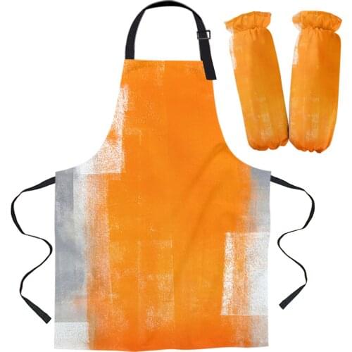 Orange Gray Abstract Texture Kitchen Apron Baking Accessories Sleeveless Aprons for Men Women Home Cleaning Tools
