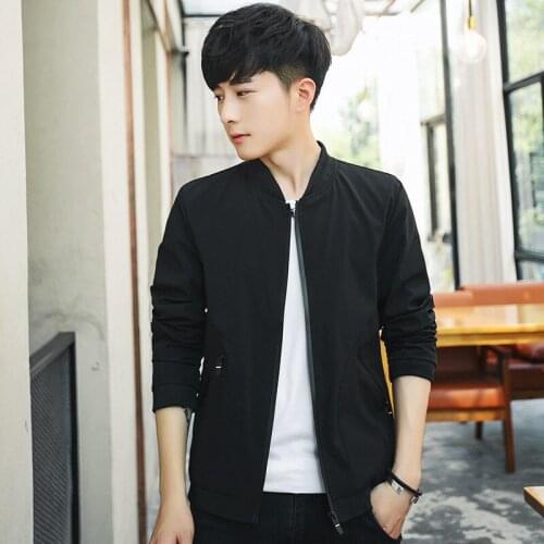 2020 Spring autumn mens baseball jackets student Solid color simple casual Stretch fabrics Breathable slim jackets coats