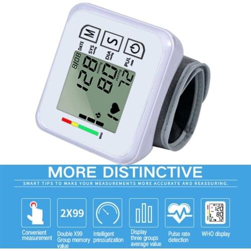 Cuff Wrist Blood Pressure Monitor Digital Automatic Sphygmomanometer Tonometer for Measuring Arterial Pressure