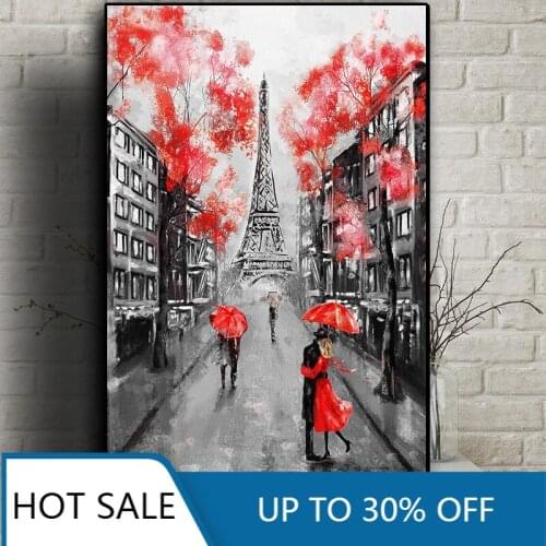 Nordic Couple France Paris Tower Wall Art Canvas Painting Posters Prints Wall Decor Picture Flowers Aesthetic Home Decoration