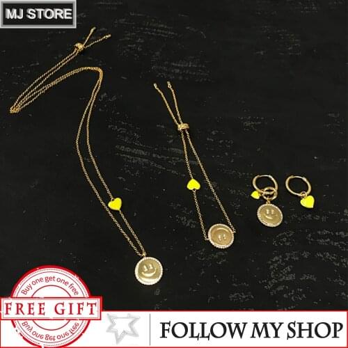 June The New Product S925Sterling Silver Love Smiley Face Earrings Bracelet Necklace Cute Luxury Brand Monaco Jewelry Woman Gift