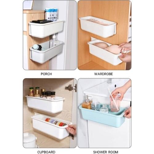 Under Sink Organizer Wall Mount Pull Out Cabinet Storage Box Sliding Drawer Rack