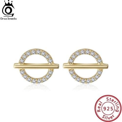 ORSA JEWELS Female 925 Sterling Silver Small Earrings Stud Gold Plated Silver Earrings Mini Ear Jewelry Little Girls Stud SE296