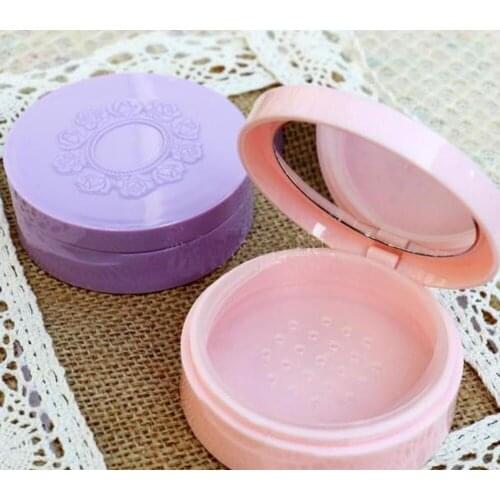 10g plastic empty loose powder jar with sifter with powder puff Cosmetic plastic powder compact