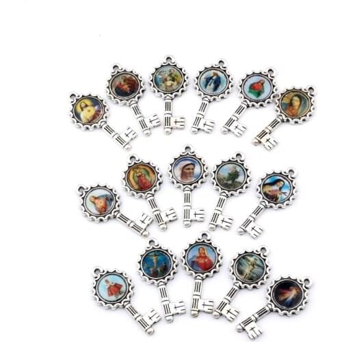 Jesus Christ icon Key Alloy charms Pendants 15Pcs/lot Fashion religion Jewelry DIY Fit Pendants Necklace 14.8x31mm A-571