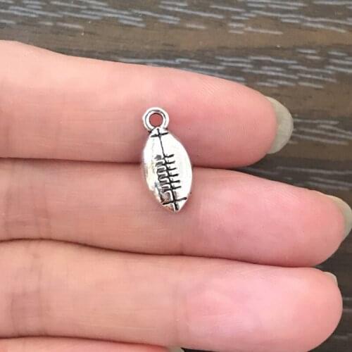 20PCS DIY Charm Sport Football Charm Zinc Alloy Pendant Charm for Bracelet Necklace Earring Zipper pulls Jewelry Making Gift