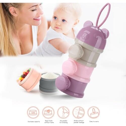 Portable Baby Food Storage Box Bear Shape Essential Milk Powder Container Essential Snack Cereals Storage Box