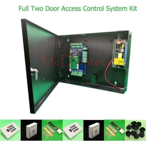 DIY Full Two Door Access Control System 125khz Rfid Keypad Access Controller Double wooden metal Door Access Control Kit