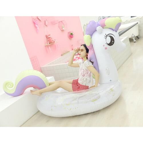 Rooxin Pool Float Giant Unicorn Inflatable Mattress Swimming Ring for Adults Floating Bed Inflatable Circle Pool Party Toys