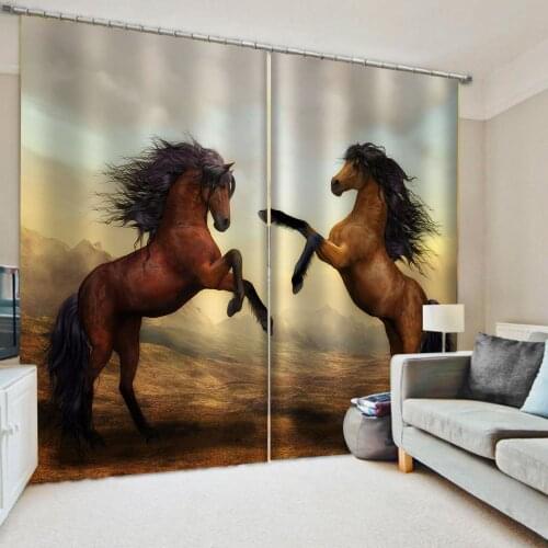 Morden brown horse curtains Bedroom living room windproof thickening blackout curtains