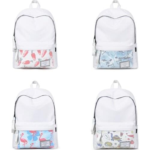 14-15.6 inch Laptop Bagpack Fahion Canvas Backpack Bag for Women School Bag for Teenager Girls White Big Back Bag Korean Bookbag