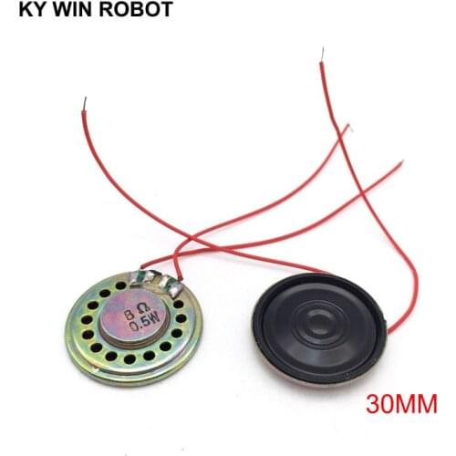 2pcs/lot New Ultra-thin Speaker 8 ohms 0.5 watt 0.5W 8R Speaker Diameter 30MM 3CM Thickness 5MM With Wire
