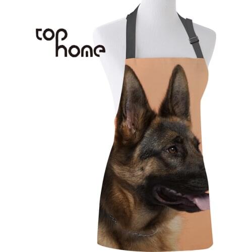 Tophome Kitchen Apron German Shepherd Dog Durable Canvas Aprons Couples Female Kids Home Cleaning Tools Bib