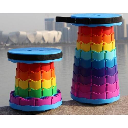 Outdoor Furniture Retractable Stool Chairs Portable Rainbow Lounge Folding Chair Camping Stool Foldable Convenient Fishing Chair