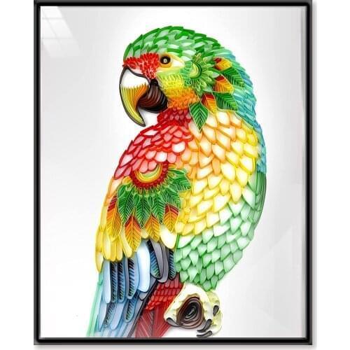 UNIQUILLING 3D Parrot Quilling Paper Paintings Creative Wall Decor DIY Quilling Paper Crafts Gifts Quilling Paper Tools Kits