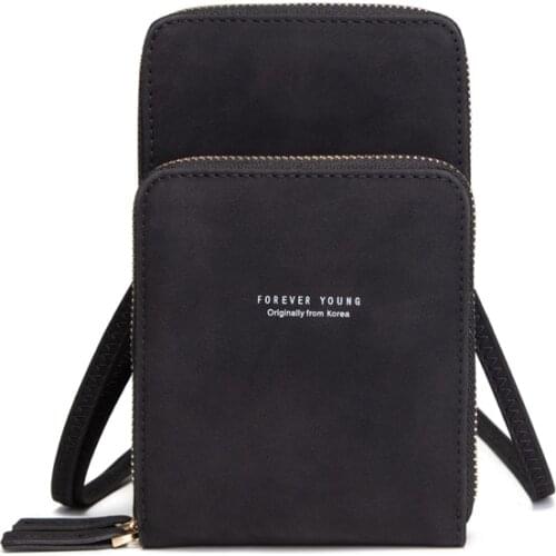 Vintage Frosting PU Bag Multi Function Cell Phone Bag Large Capacity Wallet Single Shoulder Bag Fashion Crossbody Bag For Women