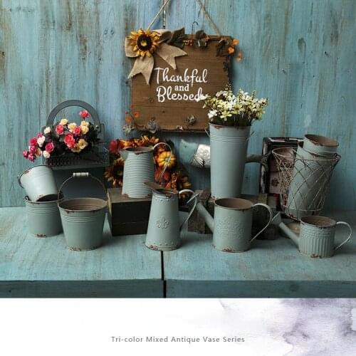 Vintage Metal Iron Keg Middle Ages Flower Pot Hanging Balcony Garden Plant Planter Decoration Pot Maceteros Decorations vase