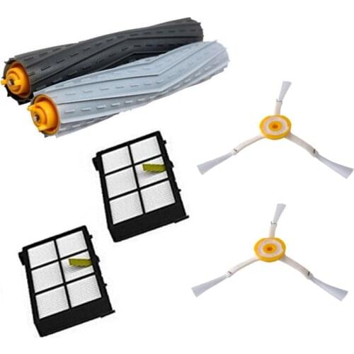 High Quality 1 set Tangle-Free Debris Extractor Brush +2 Hepa filter +2 side brush for iRobot Roomba 800 900 Series 870 880 980