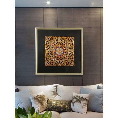 Xiangyun circle center double image stereo Jinlian square Jinlian circular gold foil image vertical (double image)