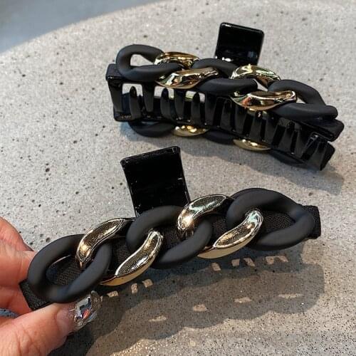 Vintage Alloy Chain Acetate Hair Claws Clips Hairgrips For Girls Fashion Large Size Plastic Hair Crab Clamp Shark Clip Barrette