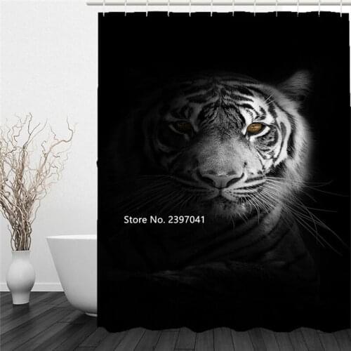 Home Decoration 3D Digital Printing Wild Animal Shower Curtain Natural Scenery Green Leaf River Toilet Waterproof Shower Curtain