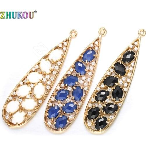 ZHUKOU 2019 blue black tear charms for jewelry making fashion women necklace earring pendants jewelry Accessories making VD384B