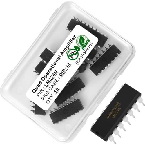 10Pcs AOP LM324N DIP-14 Quad Operational Amplifier Transistor Bipolar Junction BJT Tube Fets 100nA 3-32V Integrated Circuits
