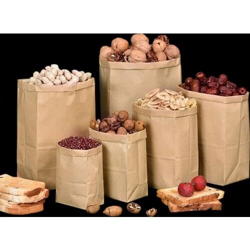 10Pcs Brown Kraft Paper Bag Gift Package For Vegetables Biscuits Candy Food Cookie Nuts Snack Baking Package Kitchen Storage Bag