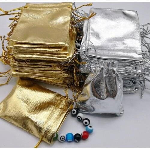 100PCS Gold Silver Wedding Gift Bag Earring Necklace Pouch HOT 9*7CM