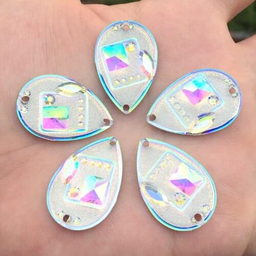 12PCS 20*30mm AB Colorful Drop Resin Rhinestones Crystal flatback Beads Scrapbooking crafts clothing Accessories HT09