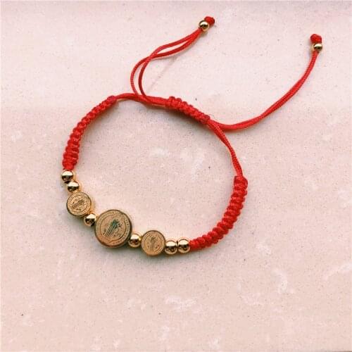 2020 Trendy Geometric San Benito Medal Bracelets Adjustable Rope Chain Charm Bracelet For Women Jewelry Gift
