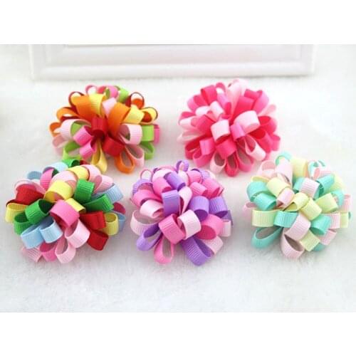 3 pcs Colorful Hair Clips Snaps Hairpins With Ribbon Bow Girls Kids Baby Handmade random mix colors or you pick