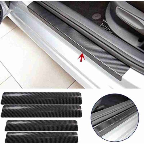 4pcs Car Threshold Carbon Fiber Sticker Universal Automobile Pedal Doorsill Anti-kick Protection Sticker Strip Car Accessories