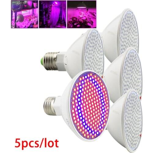 5pcs E27 200 LED Plant Grow Light Lamp Growing Lights Bulbs for Hydroponics Systems Flower Indoor Vegetable green house