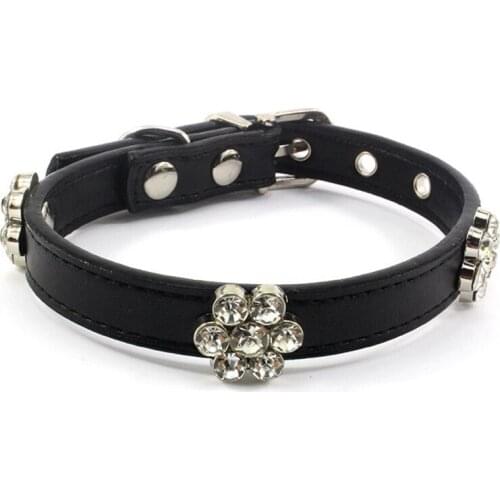 50PCS / LOT Water Diamond Flower Ornament Pet Collar Candy Color Cat Neck Belt Pu Small And Medium Sized Teddy Dog Neck Rope