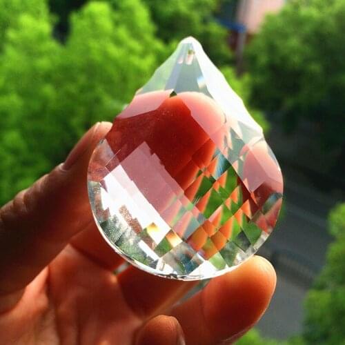 90pcs/lot 63mm Factory Price Clear Crystal pear shape glass chandelier parts suncatcher decorative accessories free shipping