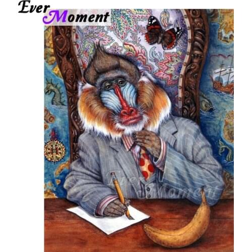 Ever Moment Diamond Painting Picture Of Rhinestone Monkey Full Square Drill Cross Stitch Diamond Embroidery Decoration ASF1556