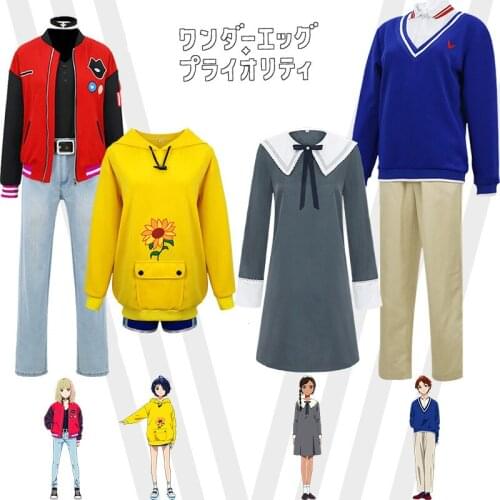 Anime Cosplay Costume WONDER EGG PRIORITY Sawaki Momoe Ohto Ai Neiru Aonuma Uniform Suit Campus Style Top Jacket Wig Gifts Adult