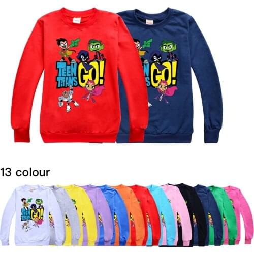 HOT Boys T Shirt Girls Sweatshirt Teening Titans GO Kids O -neck Autumn Clothes Long Sleeve Cartoon Top Tees Children Clothing