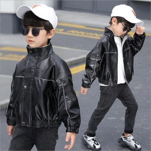Childrens clothing boys leather pu jackets spring and autumn leather jacket for childrens outwear baby boys jackets 2-11Y